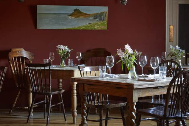 The dining room at the dog-friendly Felin Fach Griffin hotel in Powys, Wales. Pic: PA Photo/Felin Fach Griffin.