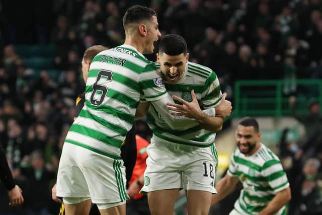 Tom Rogic (right) and Nir Bitton are leaving Celtic this summer.  (Photo by Craig Foy / SNS Group)