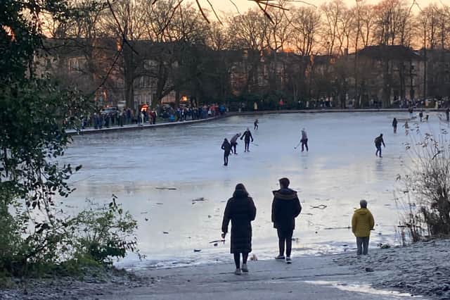 Many people gathered at the pond over the weekend.