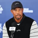 Tiger Woods speaks during press conference ahead of the 106th PGA Championship at Valhalla Golf Club in Louisville, Kentucky. Picture: Michael Reaves/Getty Images.