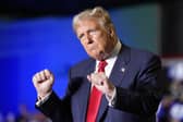 Republican presidential nominee Donald Trump dances at a campaign rally at Greensboro Coliseum (AP Photo/Alex Brandon)
