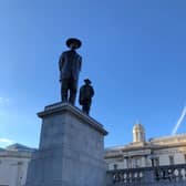 Prof Samson Kambalu’s “Antelope” statue in its new home on the fourth plinth of Trafalgar Square.