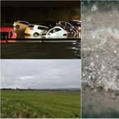 Cars were damaged after the flooding at car parks at Victoria Hospital in Kirkcaldy. Pic: Annie Blair.