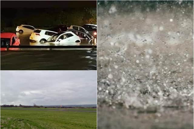 Cars were damaged after the flooding at car parks at Victoria Hospital in Kirkcaldy. Pic: Annie Blair.