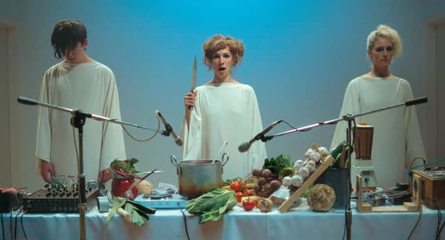 Fatma Mohamed (centre) in Peter Strickland's Flux Gourmet