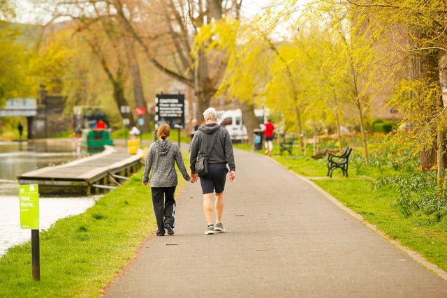 A few people ventured out to exercise on the Union Canal.