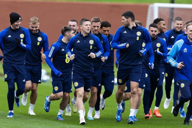 Scotland prepare for Tuesday night's match against France at The City Stadium.