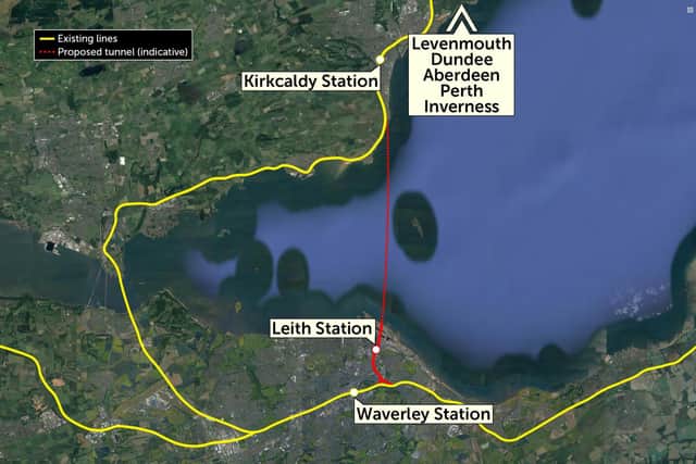 The nine-mile tunnel would create a new rail route into Edinburgh. Picture: Scottish Green Party/Deltix