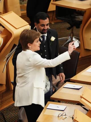 Former First Ministers Nicola Sturgeon and Humza Yousaf both have companies to channel their extra-curricular payments (Picture: Andrew Milligan/Pool/Getty Images)
