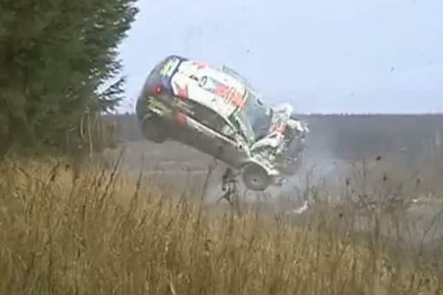McRae's spectacular crash in Wales was topped a poll of favourite rally spills.
Pic: WRC.com