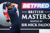 Justin Rose tees off on the third hole during day two of the Betfred British Masters hosted by Sir Nick Faldo at The Belfry. Picture: Ross Kinnaird/Getty Images.