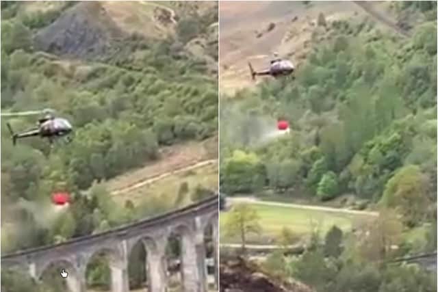 Glenfinnan Viaduct: Dramatic footage show fire service use helicopter to put out wildfire near iconic Scottish landmark