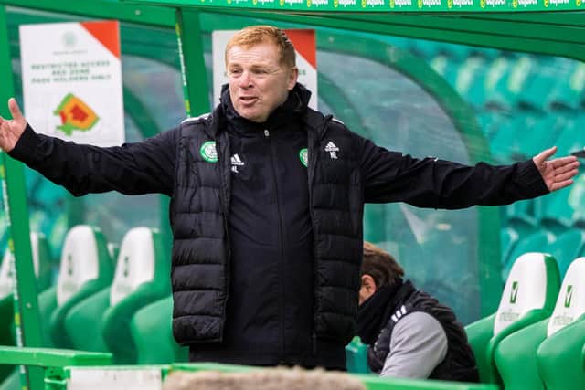 Celtic manager Neil Lennon watched his side lose 2-0 to Rangers. Picture: SNS