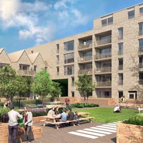 CGI showing the communal gardens at Rowanbank Gardens, Edinburgh