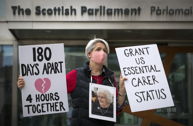 The care home relatives group protested outside the Scottish Parliament in September calling for changes to visiting rules.The group says families have still not all been assured they will be able to see loved ones.