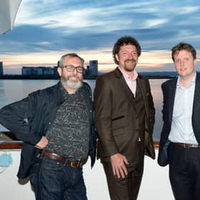 From left: Monty Munford (Forbes), Chris van der Kuyl (4J Studios), David Richardson (University of Edinburgh) and Freer on the eve of EIE17. Picture: Lesley Martin.