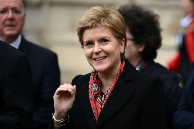 Nicola Sturgeon leaves Westminster Abbey after the Service of Thanksgiving for Prince Philip on Tuesday (Picture: Daniel Leal/AFP via Getty Images)