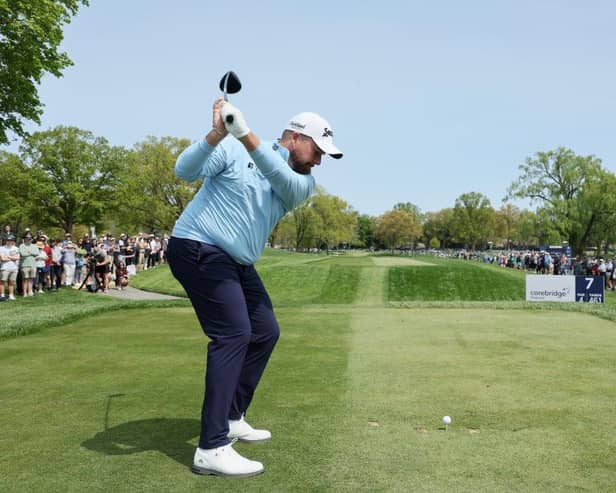 Shane Lowry tees off at the sixth hole during a practice round prior to the 2023 PGA Championship at Oak Hill Country Club in Rochester, New York. Picture: Andy Lyons/Getty Images.