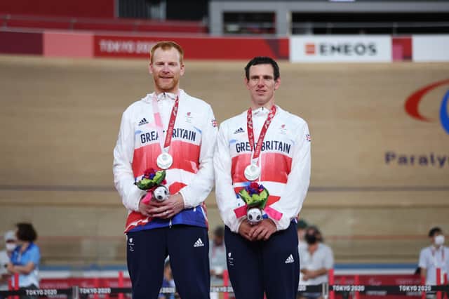Silver medal winners Stephen Bate and pilot Adam Duggleby.