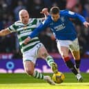 Celtic's Aaron Mooy (L) and Rangers' John Lundstram in action during the Viaplay Cup final at Hampden last month.  (Photo by Paul Devlin / SNS Group)