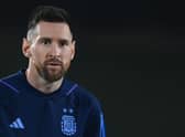 Argentina's forward Lionel Messi takes part in a training session ahead of his potential date with destiny.