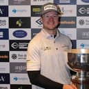 Rhys Thompson shows off the trophy after winning the Gleneagles Masters presented by Insights. Picture: Tartan Pro Tour