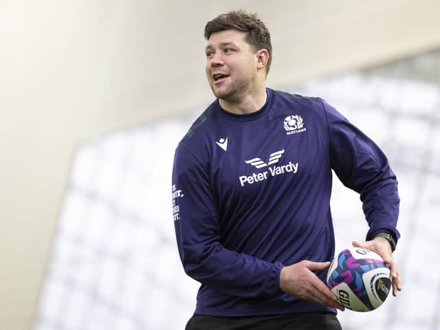 Scotland's Grant Gilchrist during a training session at Oriam in Edinburgh ahead of the Six Nations match with Ireland in Dublin. (Photo by Ross MacDonald / SNS Group)