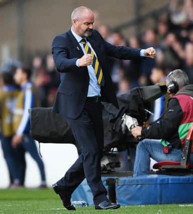Scotland manager Steve Clarke celebrates a goal