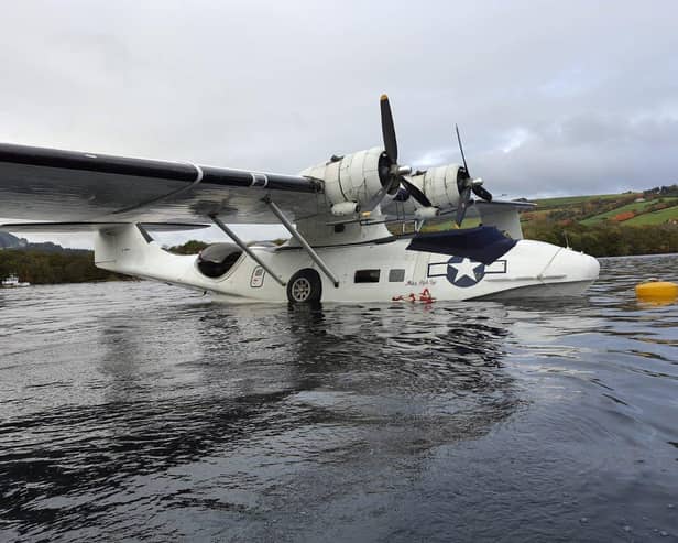 Miss Pick Up suffered engine trouble while trying to take off from the loch at the weekend. Photo: Matt Dearden.