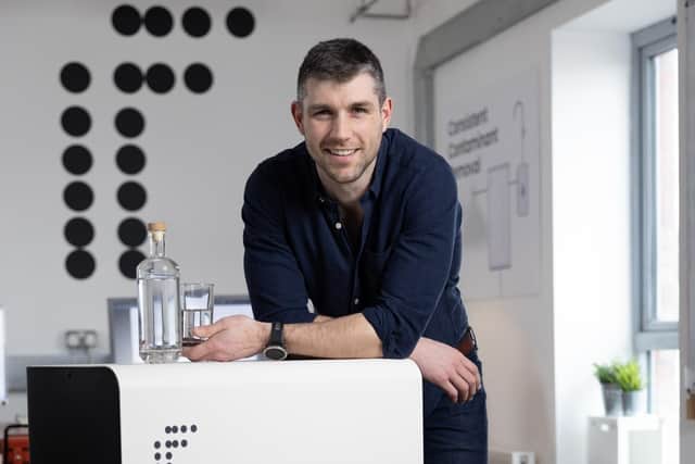 Duncan Peters, founder and CEO of IF technology company, which has created a miniature vapour compression distillation system without consumable parts or chemicals. The system works in 45 minutes to begin purifying previously untreatable water - and would get rid of parasites such as those seen in a recent outbreak in south-west England. Photo: IF/PA Wire