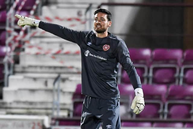 Craig Gordon solves a problem position for Hearts in goal.