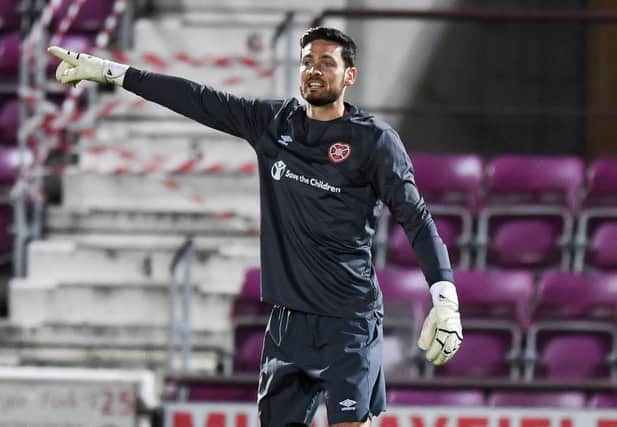 Craig Gordon solves a problem position for Hearts in goal.