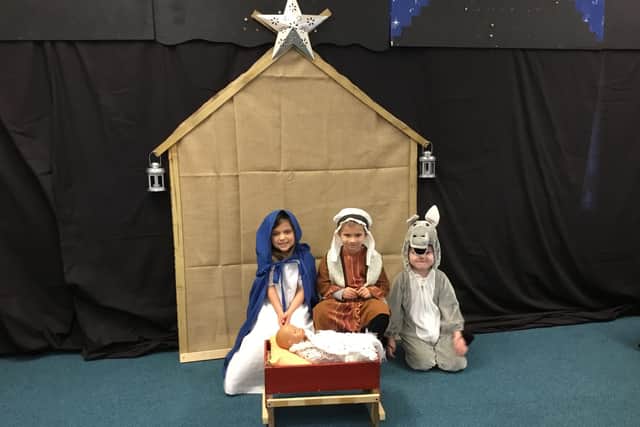 A very happy donkey at St Gabriel's RC Primary in Prestonpans