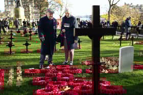 Members of the public attend the service of Remembrance to commemorate Armistice Day at the Scott Monument in Edinburgh (Picture: Jeff J Mitchell/Getty Images)