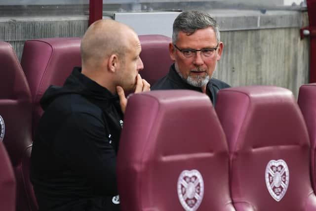 Craig Levein and Steven Naismith talk ahead of a Hearts match back in 2019.