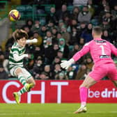 Celtic's Kyogo Furuhashi scores to make it 2-0 against St Mirren.  (Photo by Craig Williamson / SNS Group)