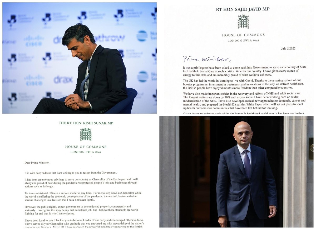 Sajid Javid and Rishi Sunak's resignation letters in full to Prime Minister Boris Johnson