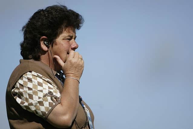 European captain Dale Reid anxiously looks on during the 2002 Solheim Cup at the Interlachen Golf Club in Edina, Minnesota. Picture: Warren Little/Getty Images.