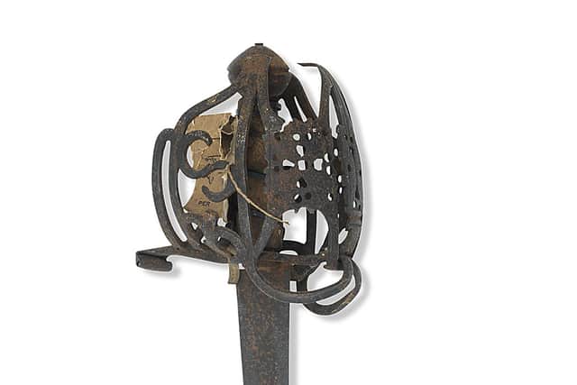 The 18th-century basket-hilted broadsword is up for auction. Picture: Bonhams
