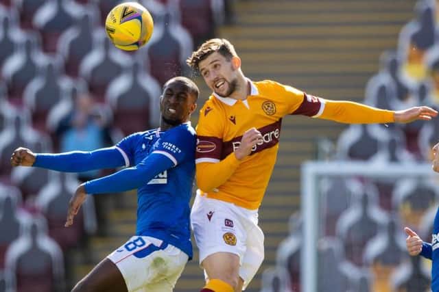 Glen Kamara (left) battles with Motherwell's Callum Lang during the Scottish Premiership match in September, (Photo by Craig Williamson / SNS Group)