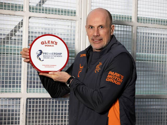 Rangers manager Philippe Clement has won the Glen's Manager of the Month award for January.