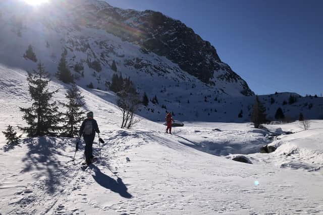Ski touring in Vaujany. Pic: Lauren Taylor/PA.
