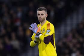 Scotland goalkeeper Angus Gunn shut out both Cyprus and Spain and will now look to do likewise to Norway and Erling Haaland as he prepares to earn is third cap in Olso on Saturday. (Photo by Craig Foy / SNS Group)