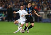Club Brugge defender Jack Hendry battles Manchester City's Phil Foden for possession. Picture: Getty