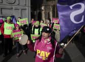 Teachers picket outside Glendale Primary school in Glasgow