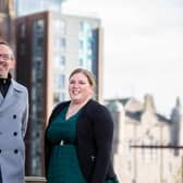 Andrew Smith with Aberdeen Business Network's new owner Leigh Reid. Picture: Graham Dargie.