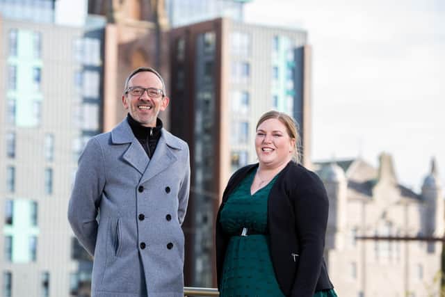 Andrew Smith with Aberdeen Business Network's new owner Leigh Reid. Picture: Graham Dargie.