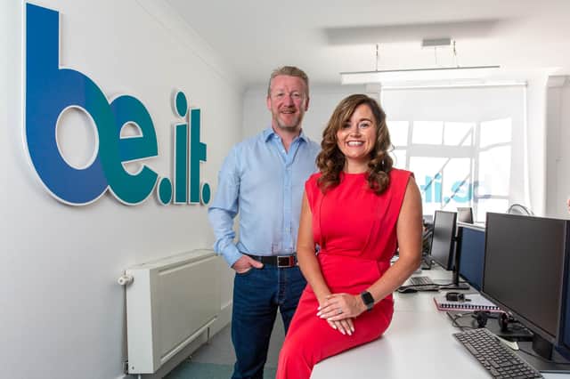 Gareth Biggerstaff CEO and Nikola Kelly managing director, both of Be-IT.