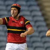 Elliot Young celebrates a try for Stewart's Melville during the Scottish Rugby Boys Schools Cup Finals at BT Murrayfield, on March 09, 2022. (Photo by Ross Parker / SNS Group)