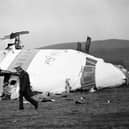 The wrecked nose section of the Pan-Am Boeing 747 in Lockerbie